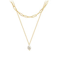 Pearl Paperclip Layered Necklace