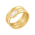 Gold-Tone Oval Zircon Spiral Ring