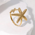 Gold-Tone Starfish Open Ring