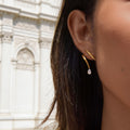 Gold-Tone Wave Crystal Earring