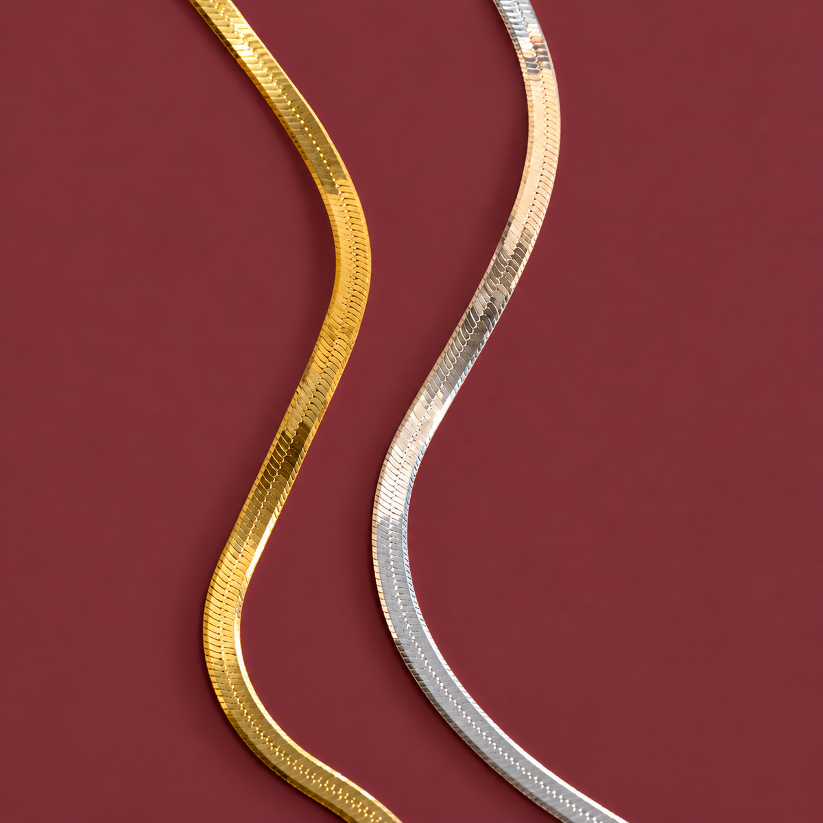 Double Layer Snake Chain — muted burgundy background