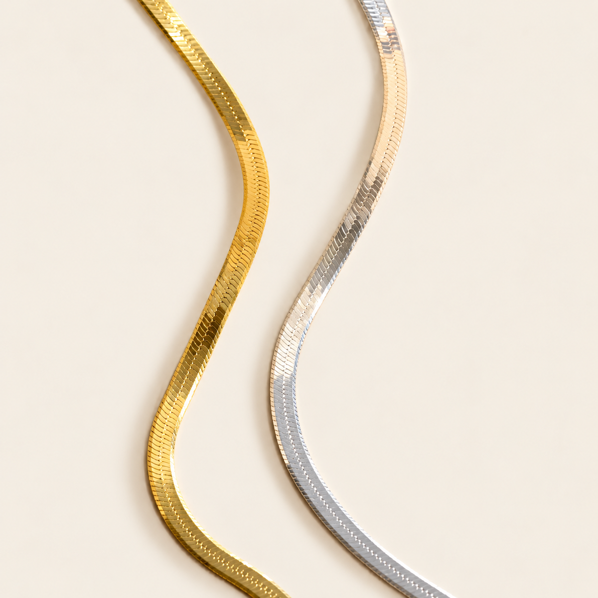 Double Layer Snake Chain — warm ivory background