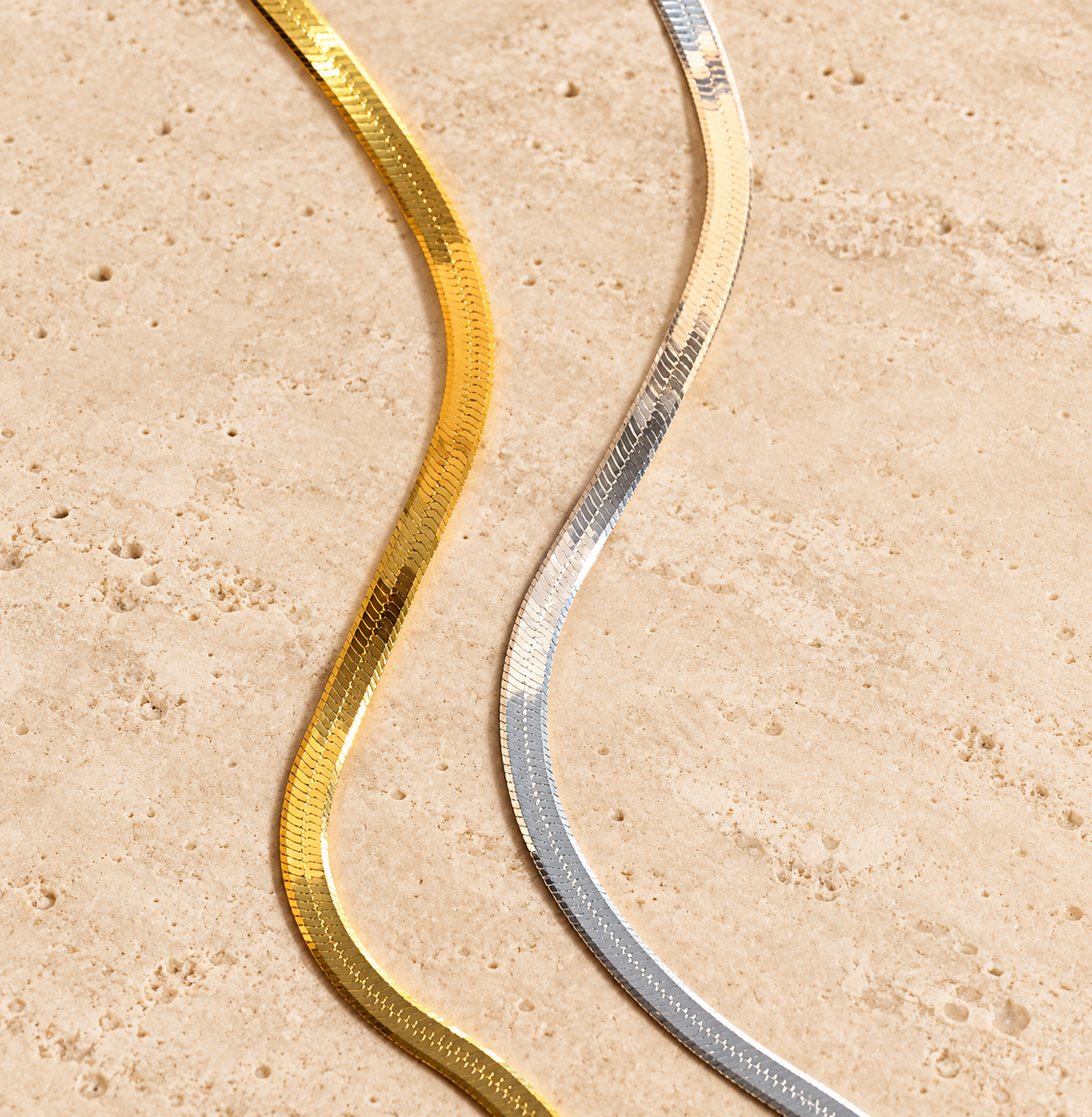 Double Layer Snake Chain — pale beige natural stone background