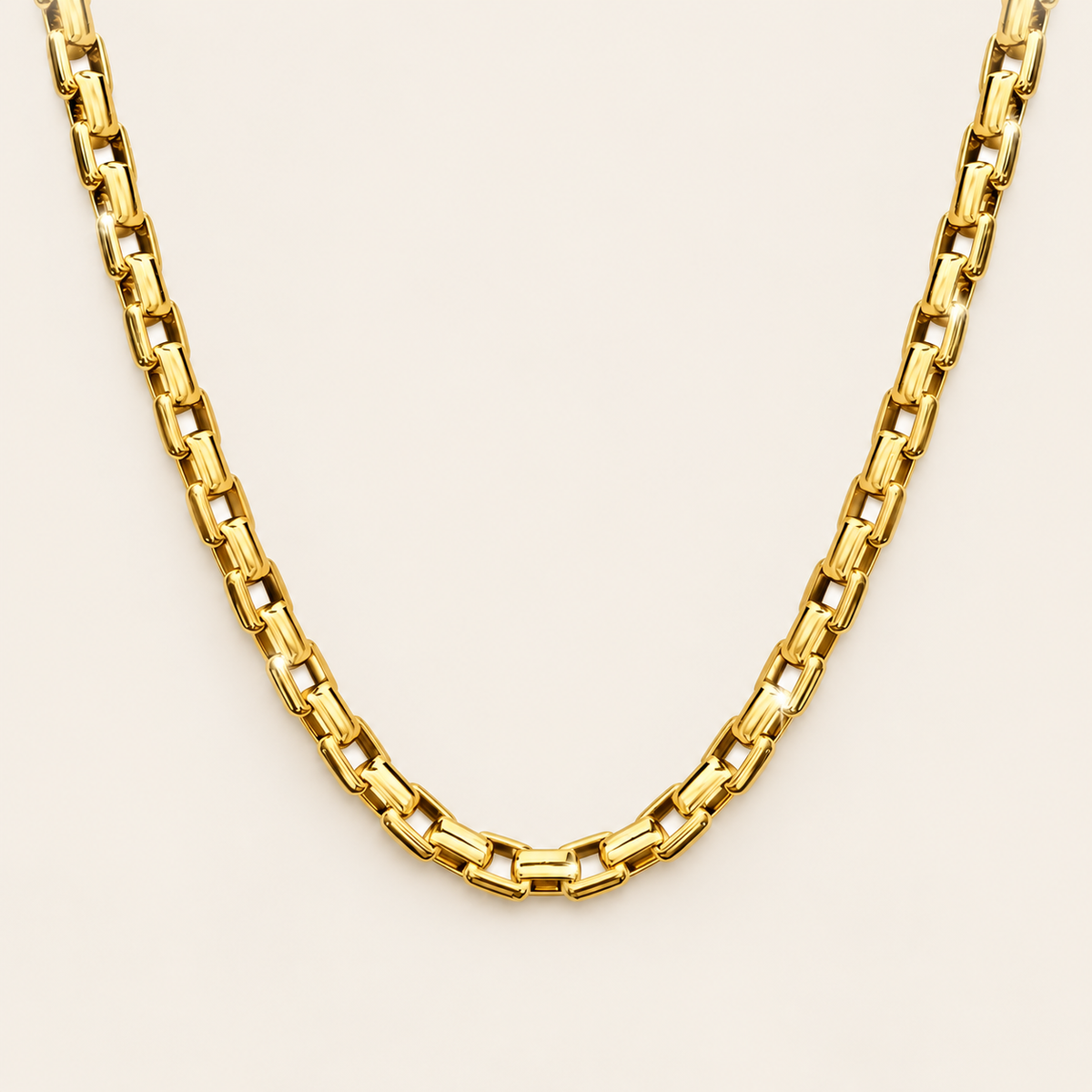 Gold Box Chain — warm ivory background