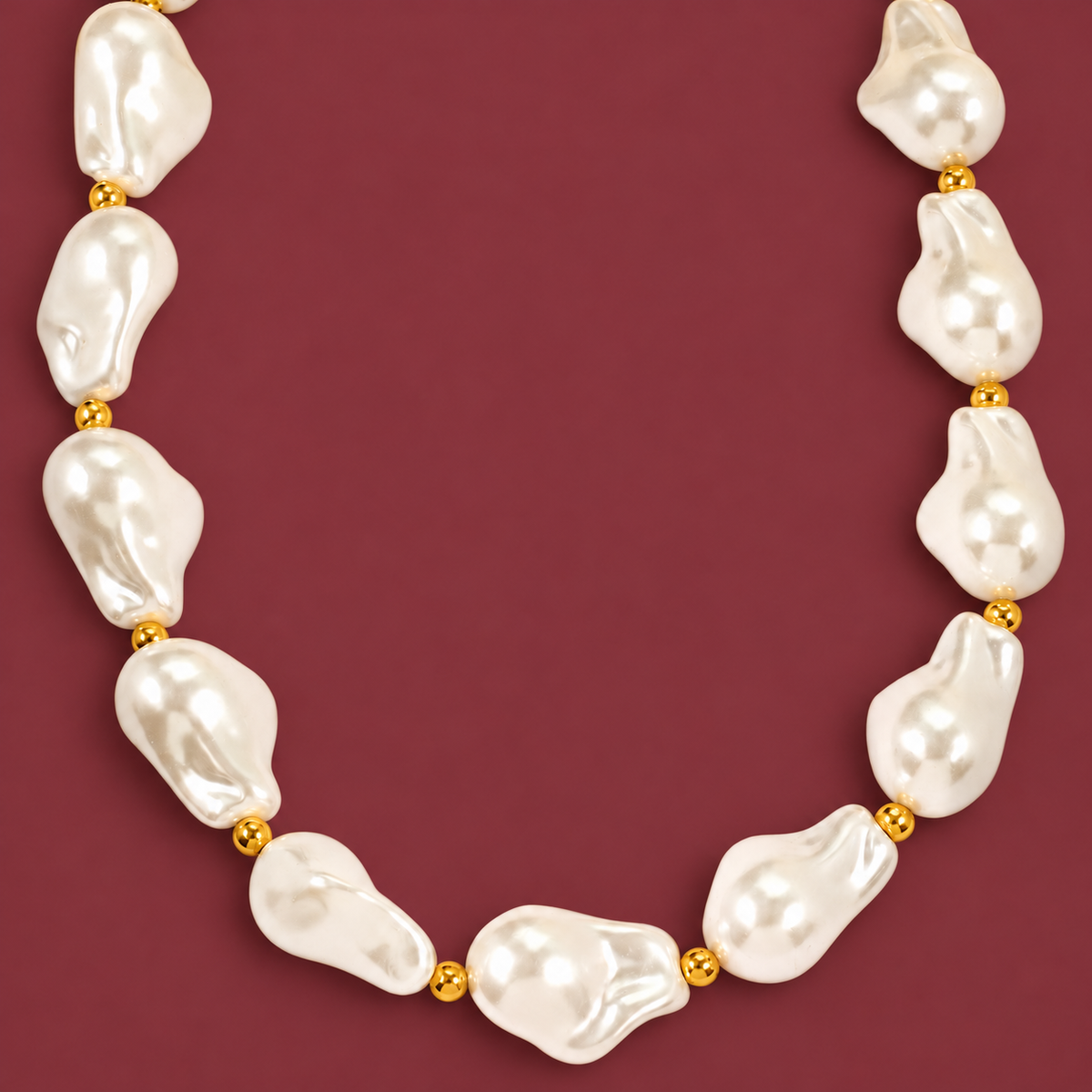 Baroque Pearl Choker — muted burgundy background