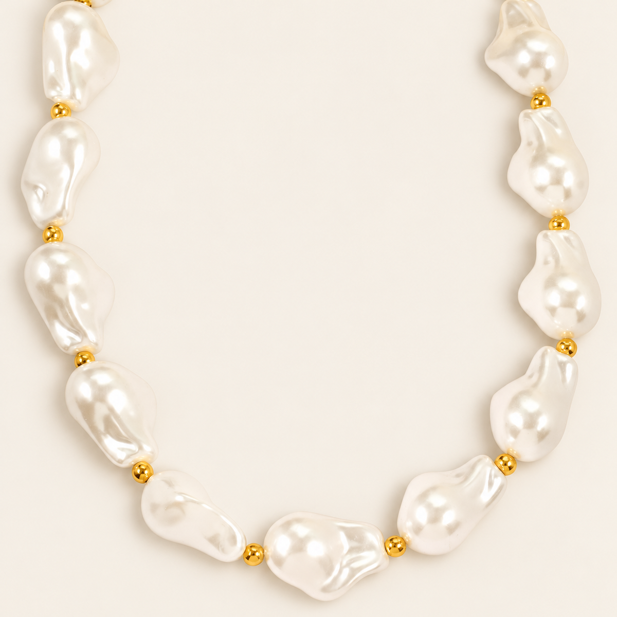 Baroque Pearl Choker — warm ivory background