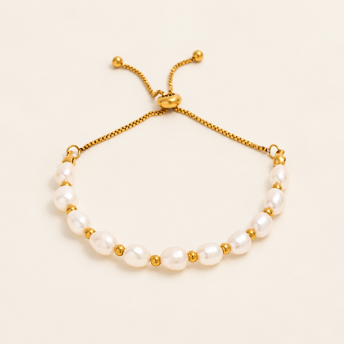 Freshwater Pearl Bracelet — warm ivory background