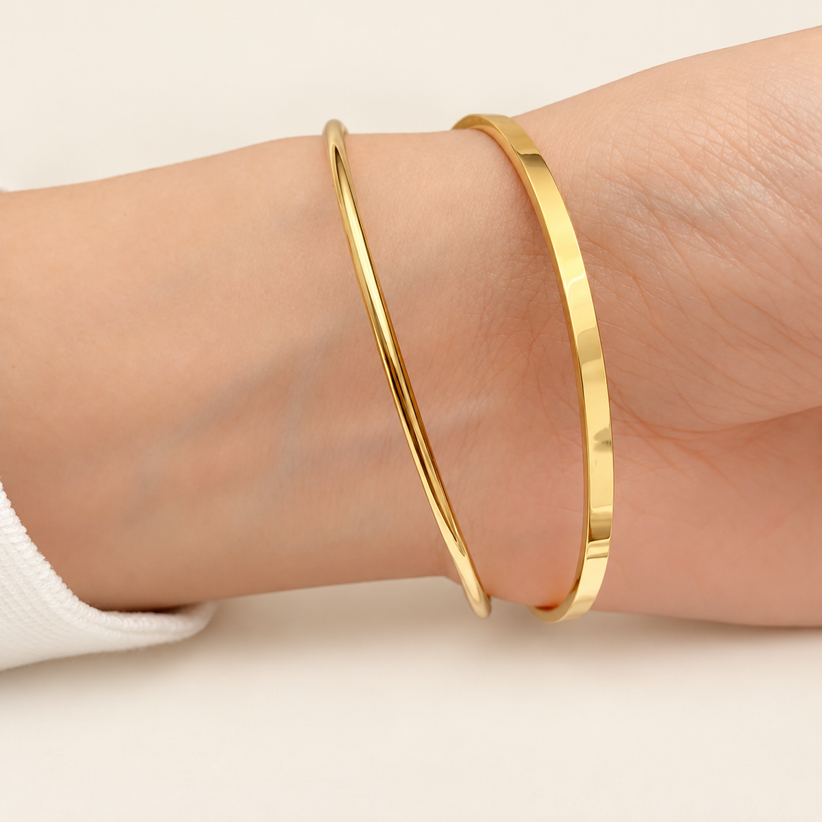 Classic Gold Bangle — warm ivory background