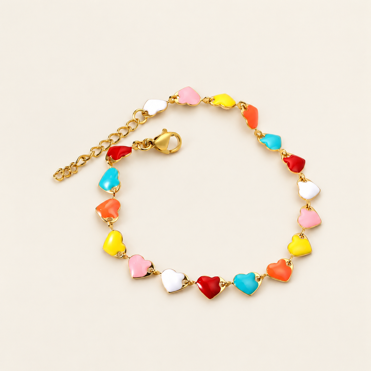 Enamel Bead Bracelet — warm ivory background