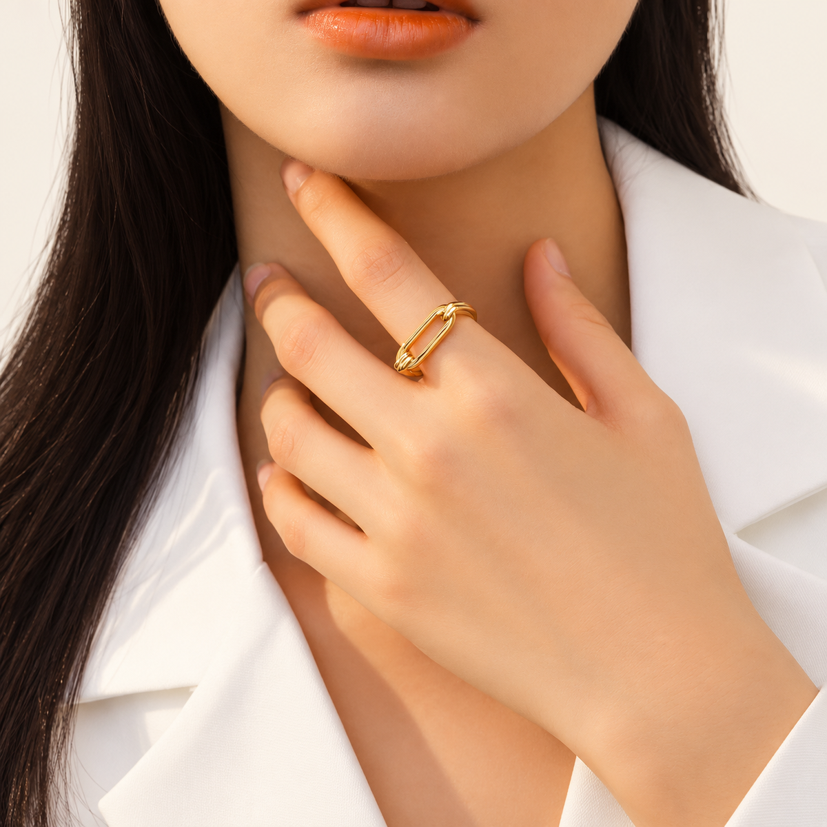Gold Bold Dome Ring — warm ivory background