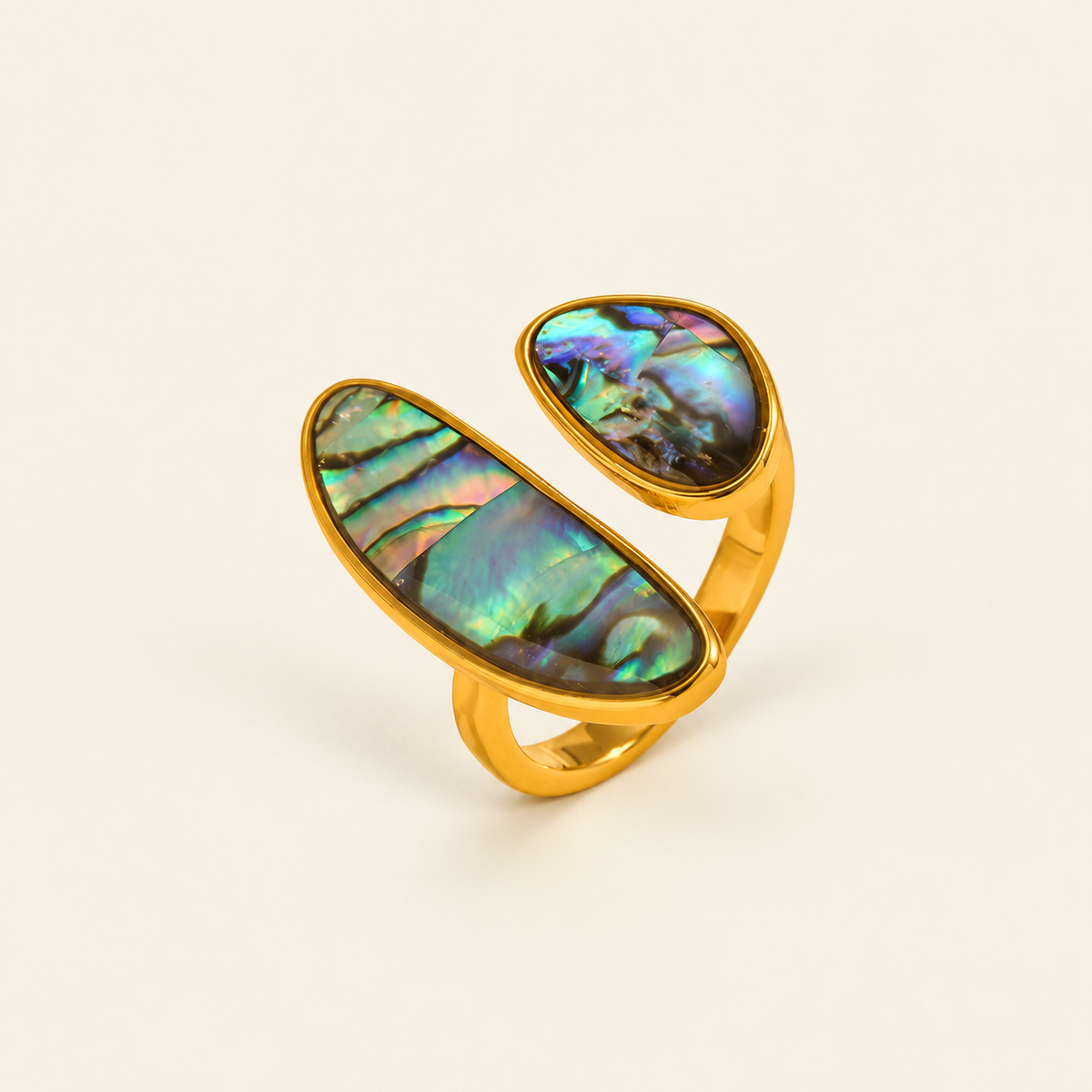 Gold Shell Ring — warm ivory background