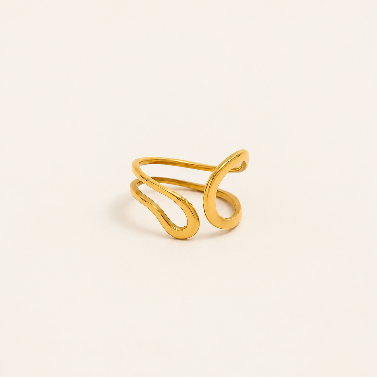 Gold-Tone Open Curve Ring — warm ivory background