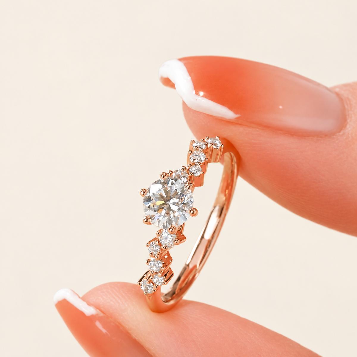 Crystal Flower Ring — warm ivory background