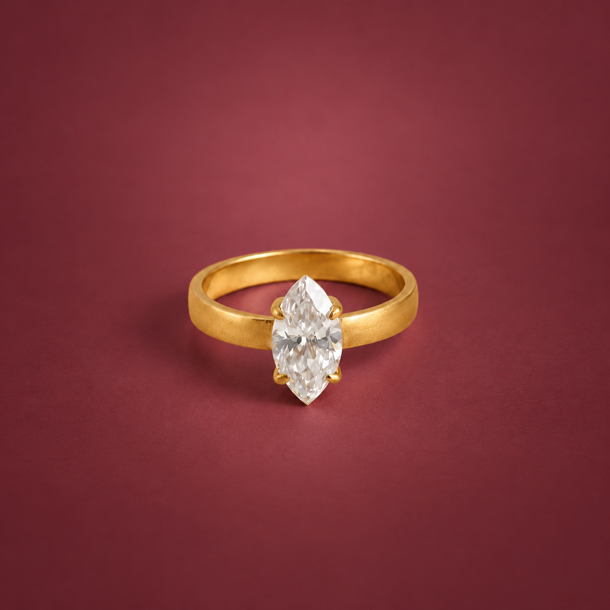 Marquise Crystal Ring — muted burgundy background