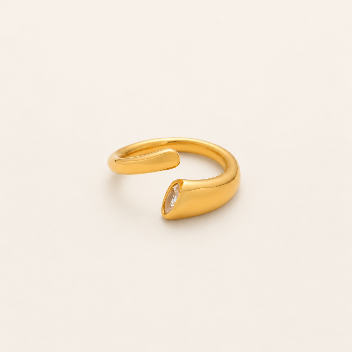 Smooth Open Cuff Ring — warm ivory background