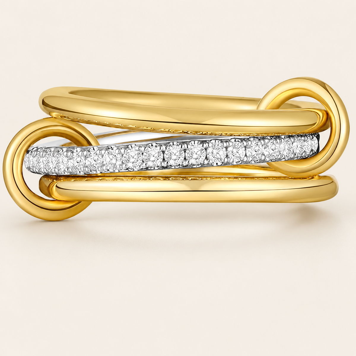 Crystal Loop Ring — warm ivory background