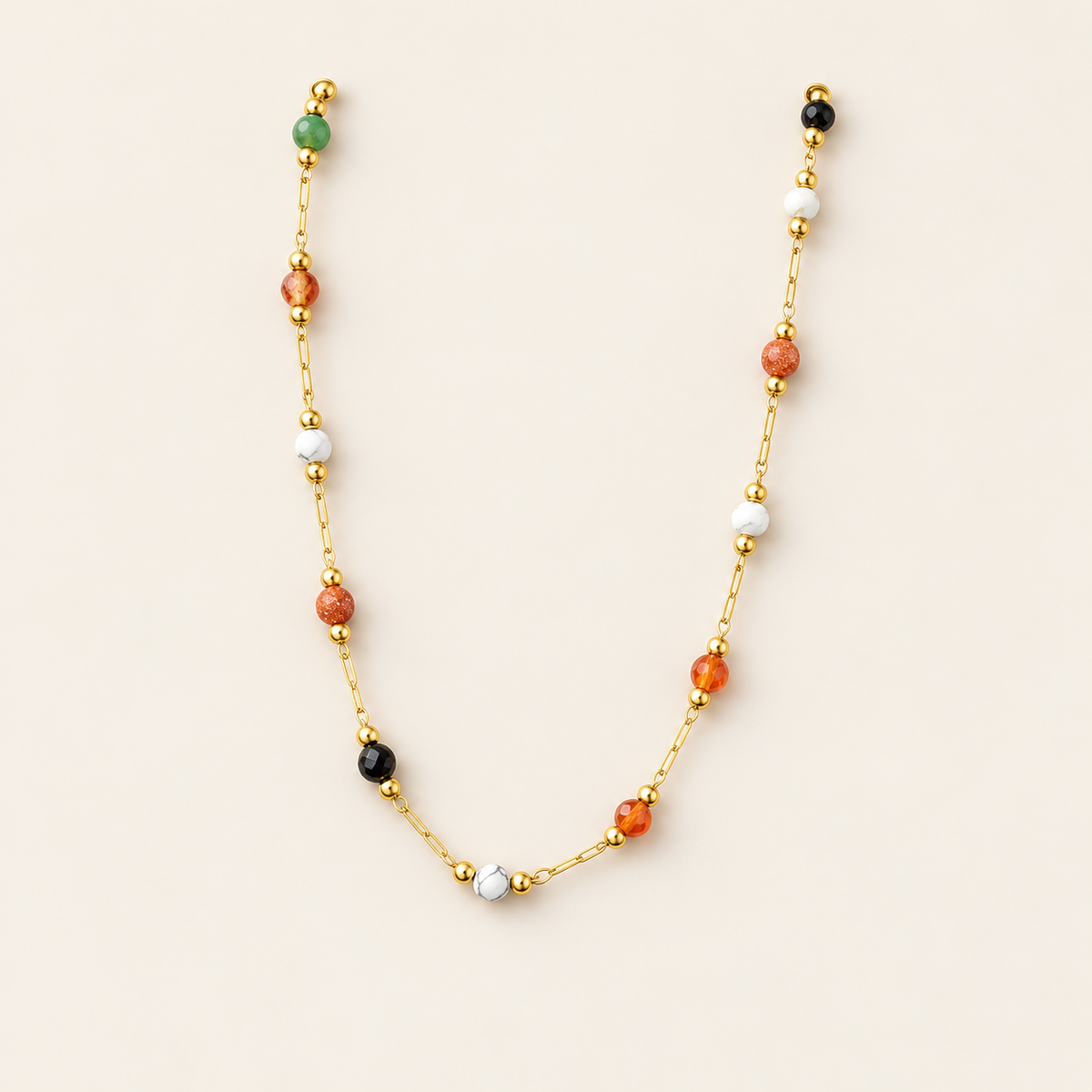 Colour Bead Necklace — warm ivory background