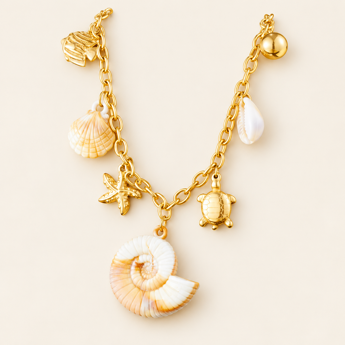 Seaside Charm Necklace — warm ivory background