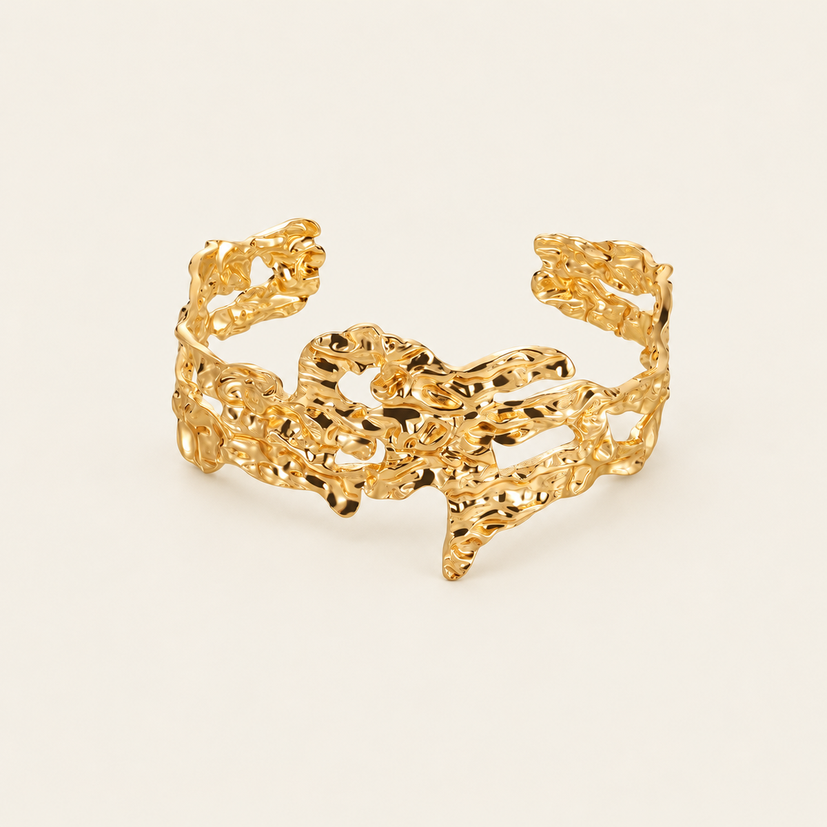 Sculpted Leopard Cuff — warm ivory background