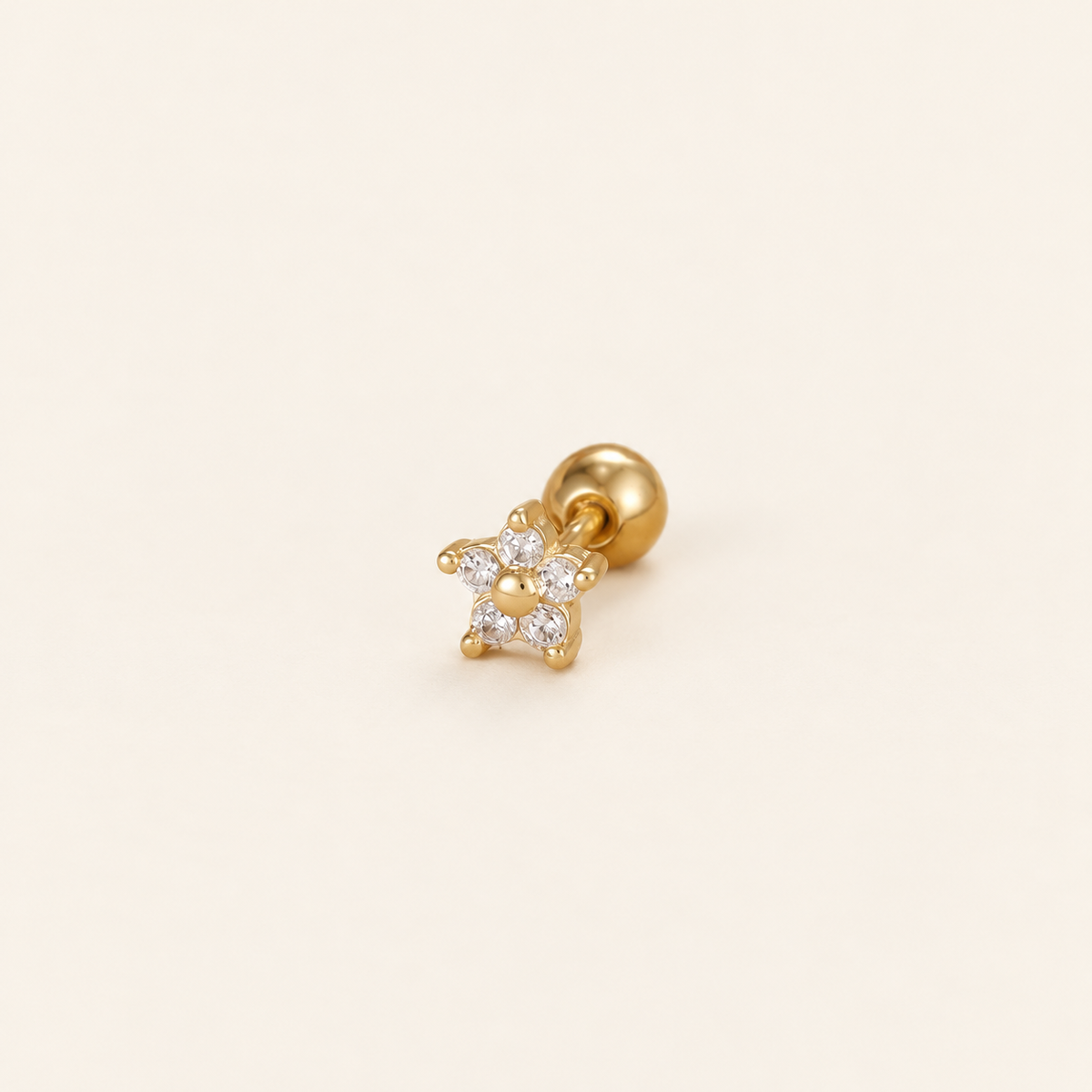 Crystal Flower Stud Earring — warm ivory background