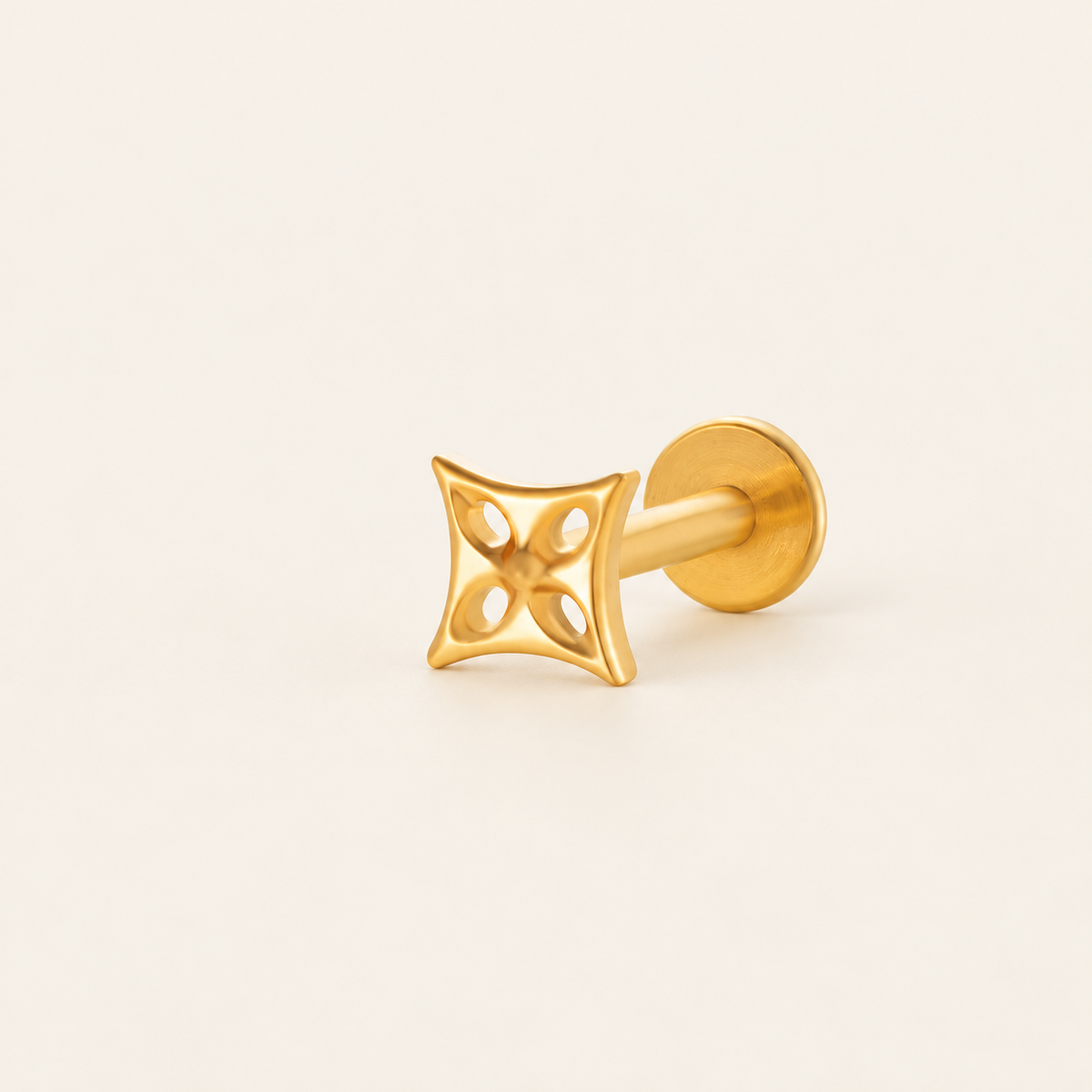 Gold Geometric Cartilage Stud — warm ivory background