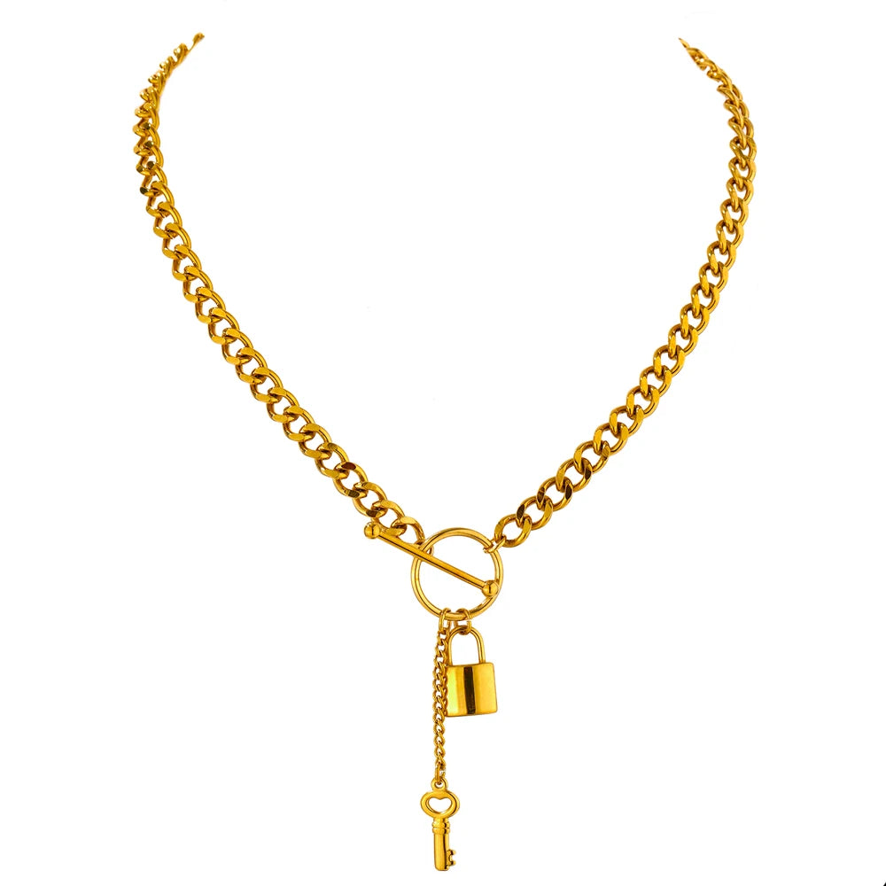 Gold Lock Necklace product image