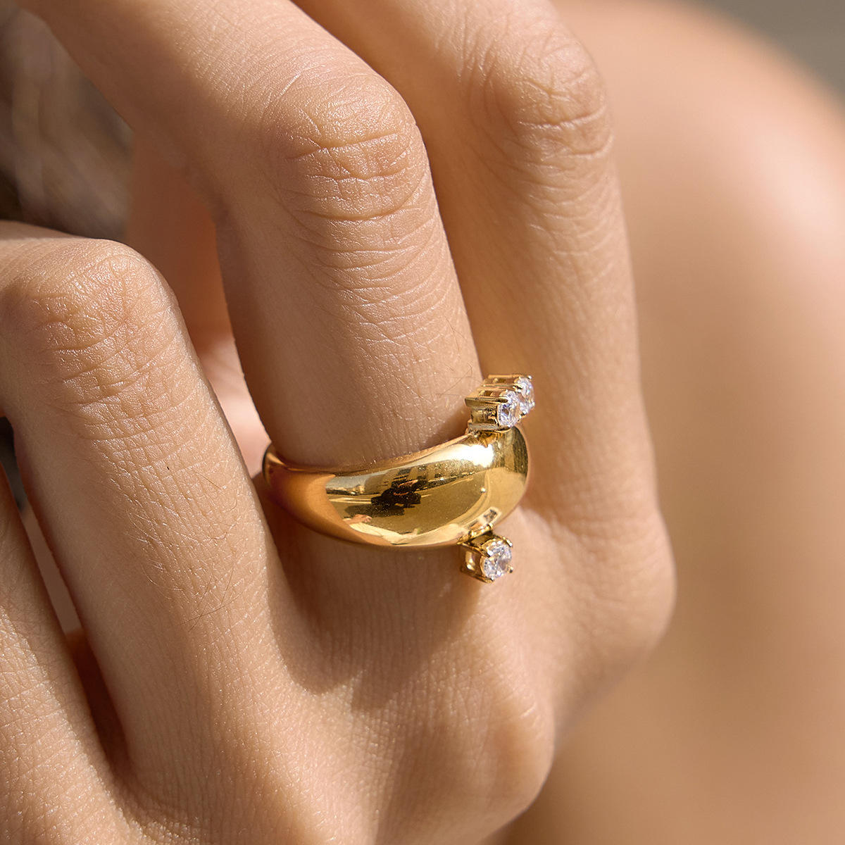 Triple Crystal Dome Ring product image