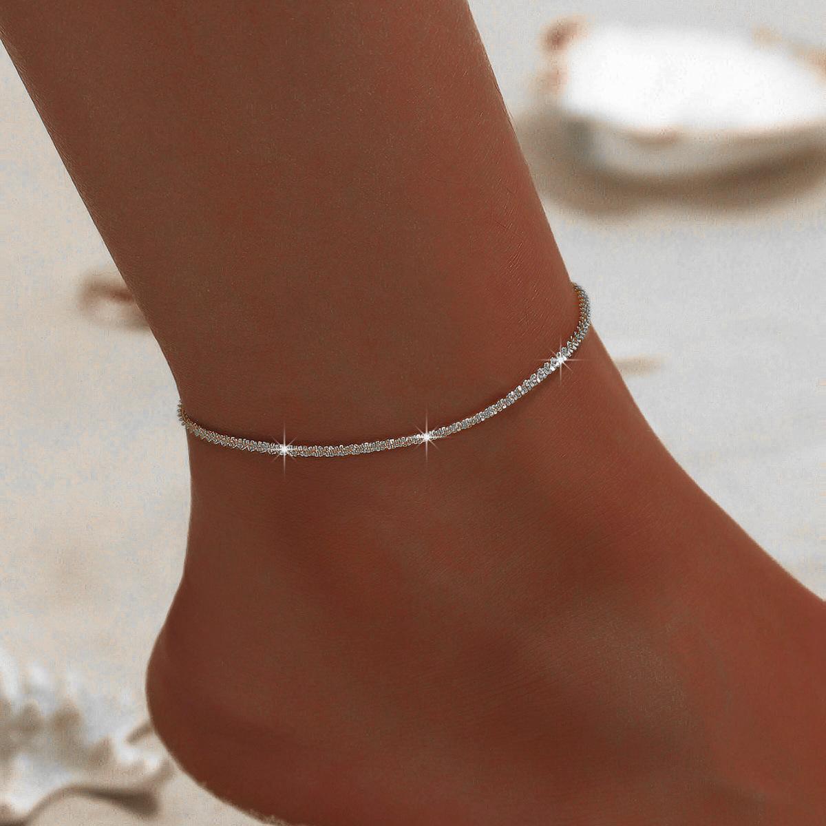 Silver Sparkle Chain Anklet
