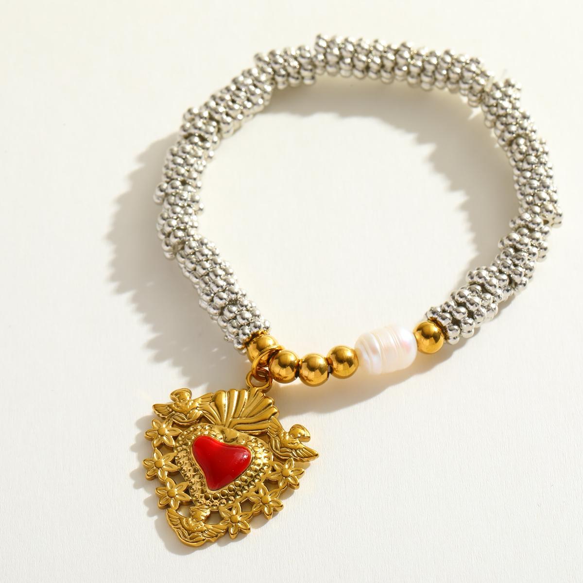Red Heart Bead Bracelet