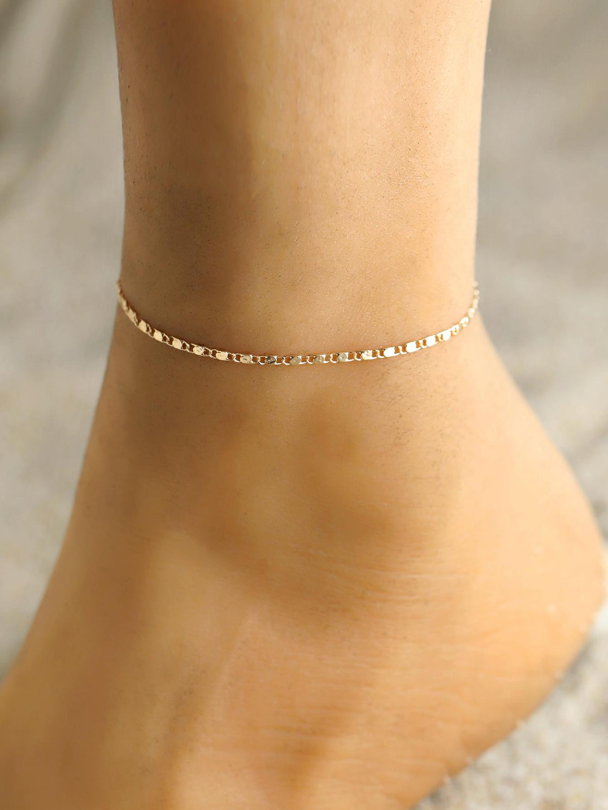 Gold-Tone Fine Flat-Link Anklet