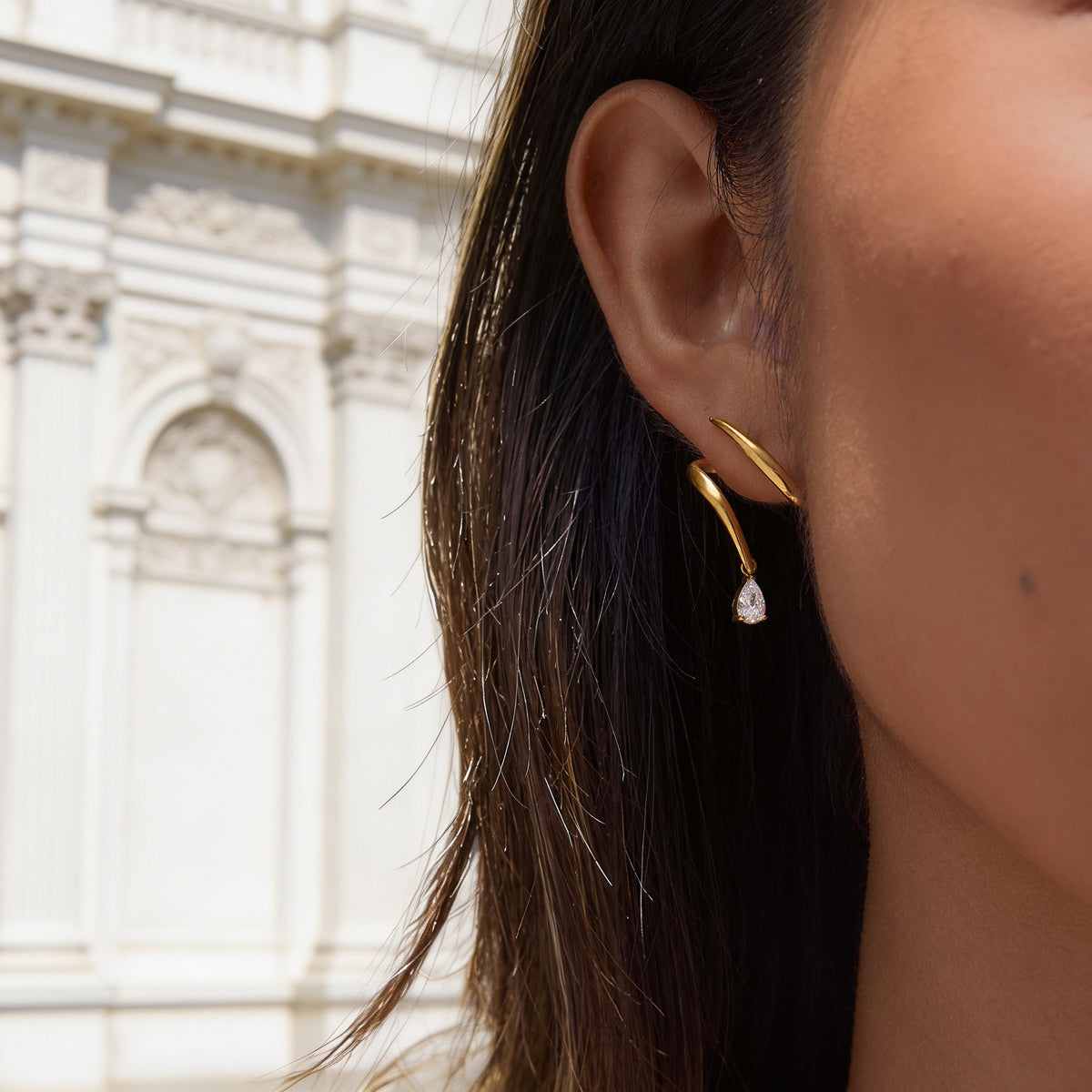 Gold Wave Crystal Earring