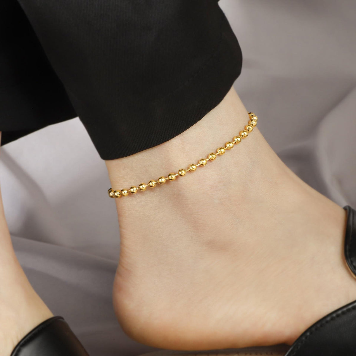 Gold Bead Chain Anklet
