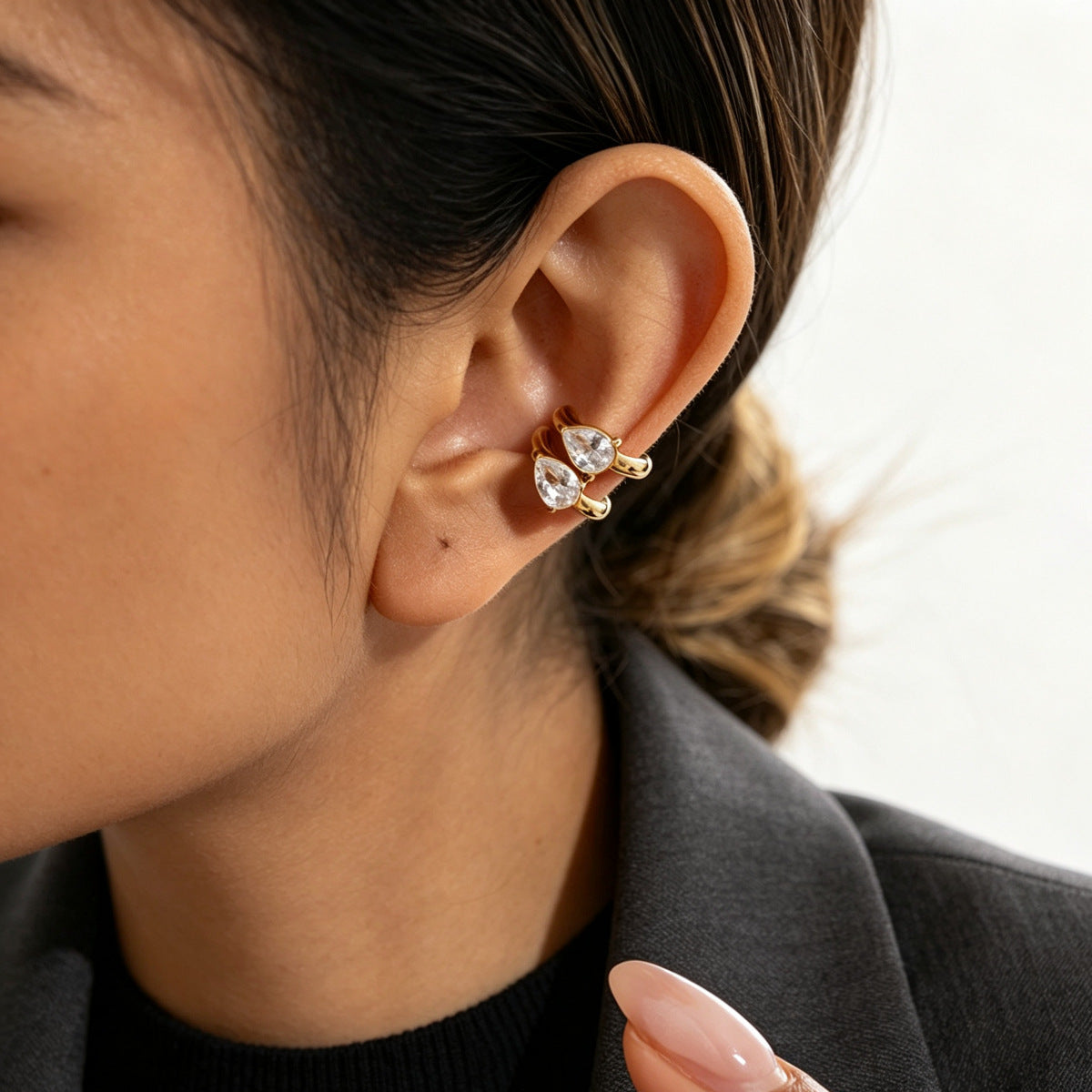 Crystal Butterfly Clip Earring