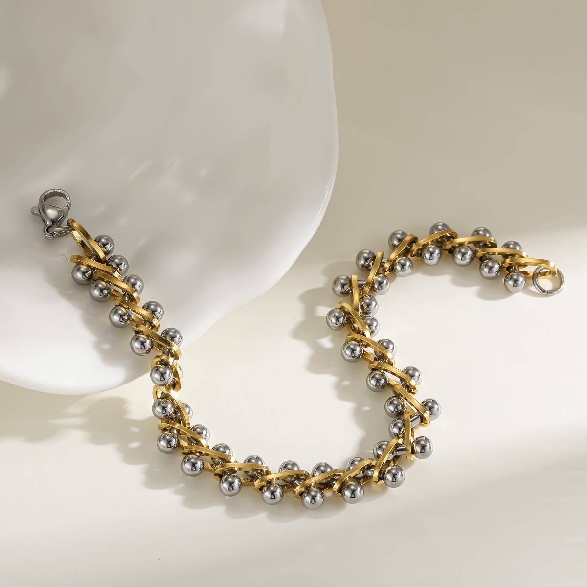 Two-Tone Bead Link Bracelet