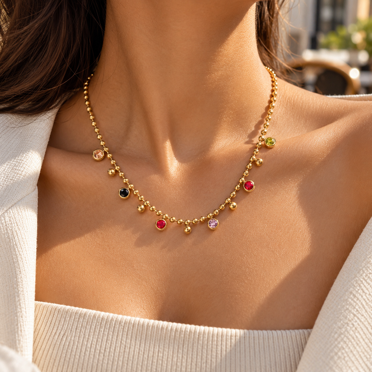 Rainbow Bezel Necklace