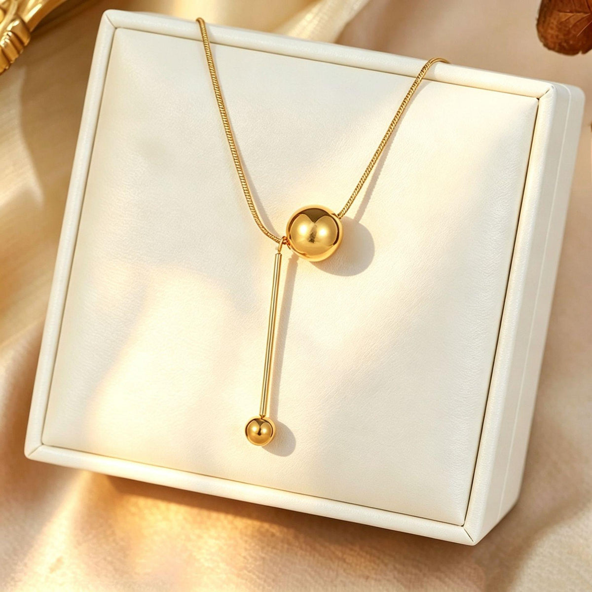 Gold Ball Y Necklace