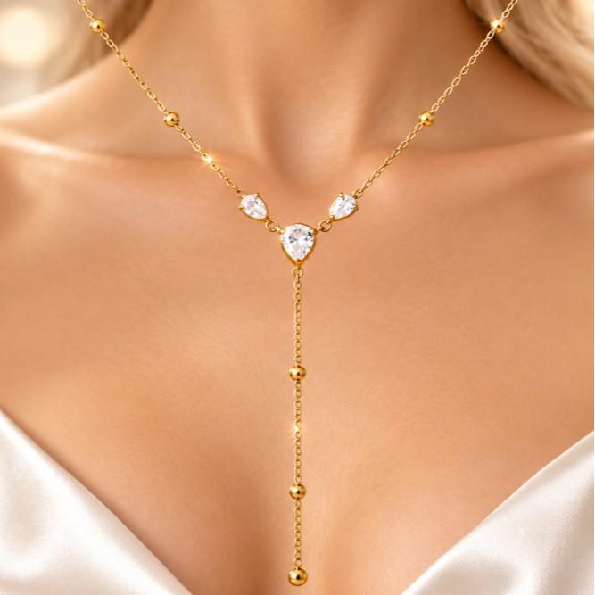 Crystal Heart Y Necklace