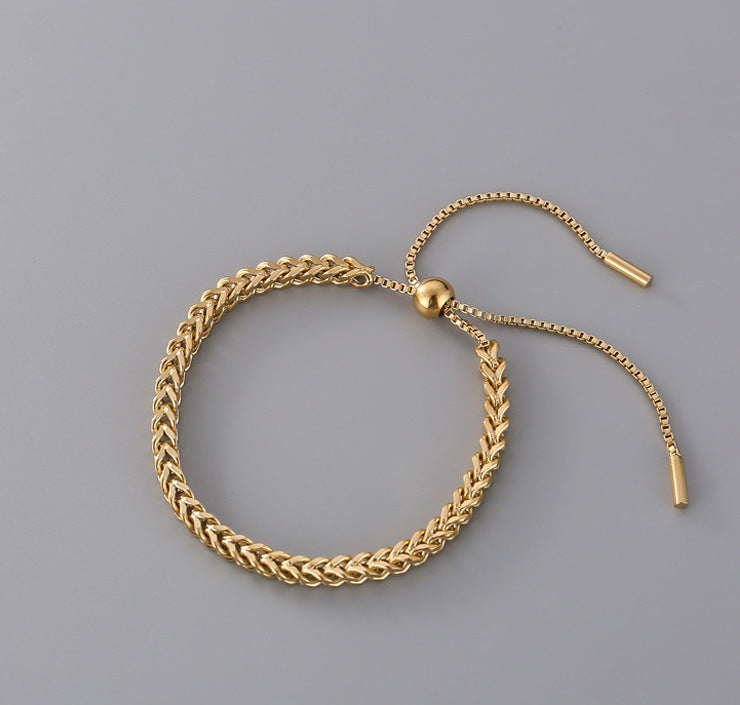 Gold Adjustable Wheat Chain Bracelet