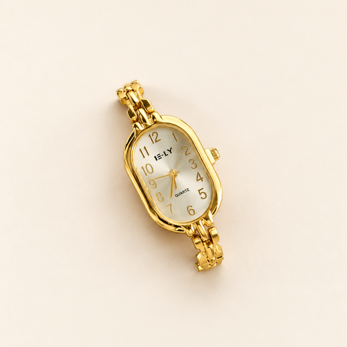 Aurelia Oval Bracelet Watch — warm ivory background