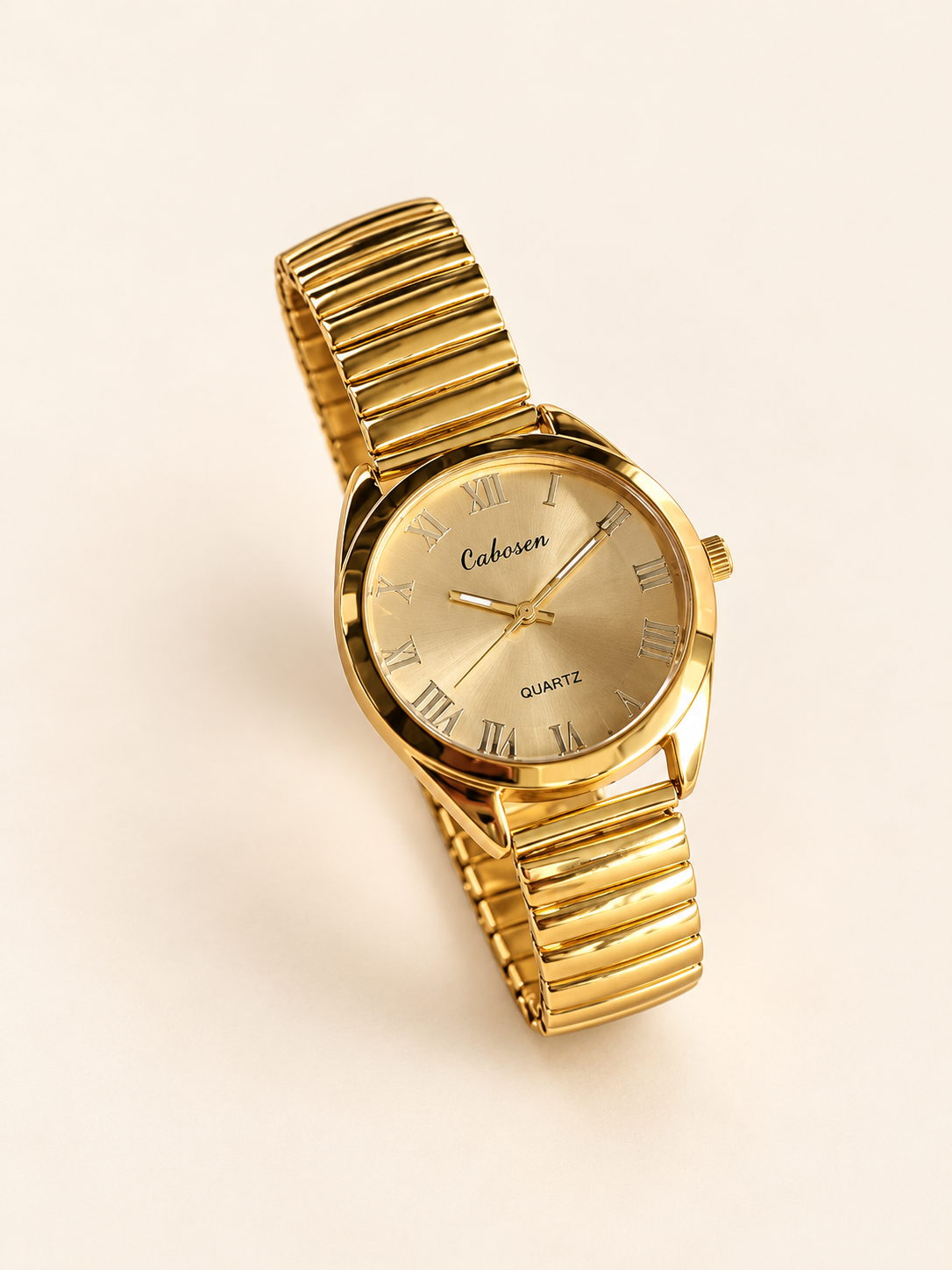 Solstice Round Bracelet Watch — warm ivory background