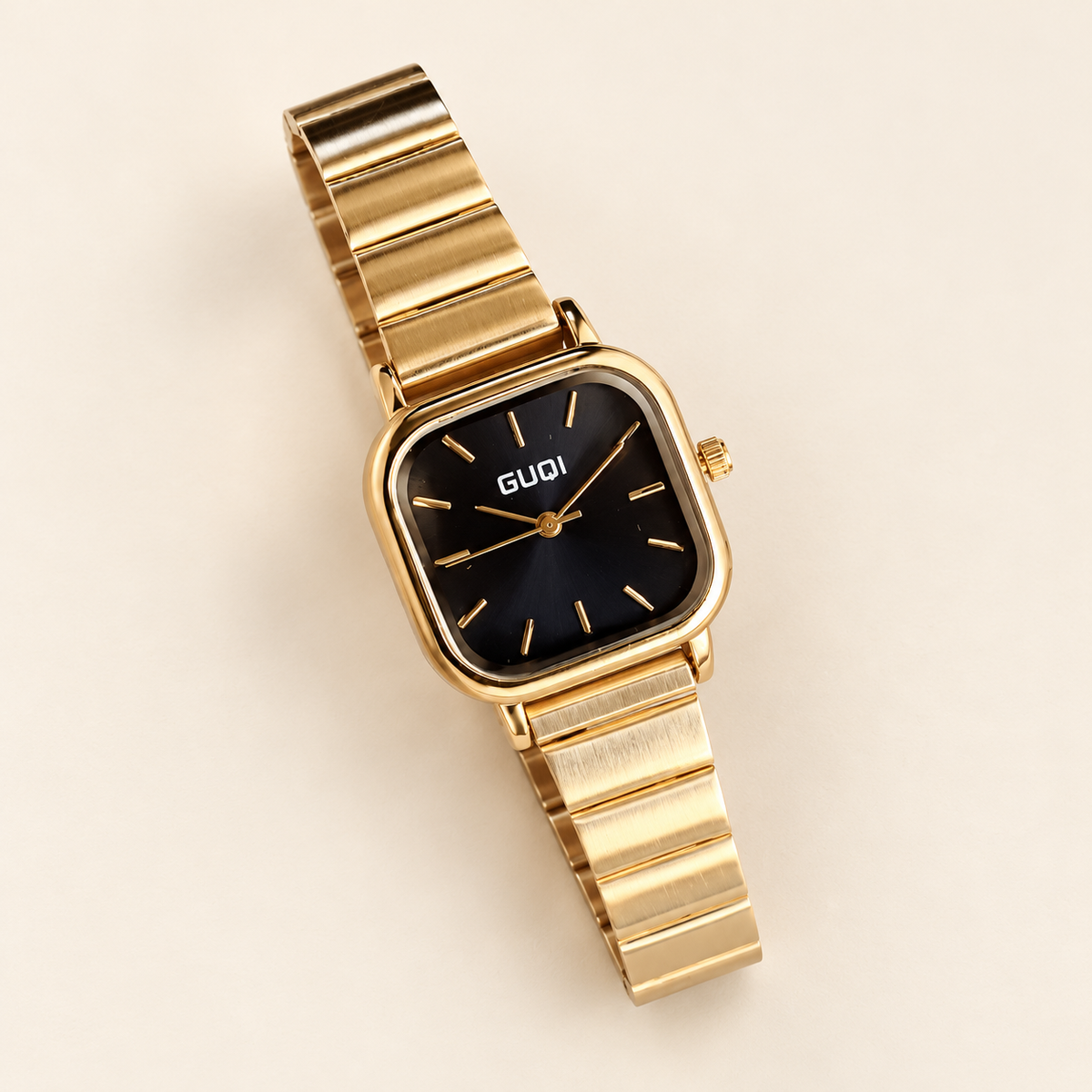 Onyx Square Panel Watch — warm ivory background