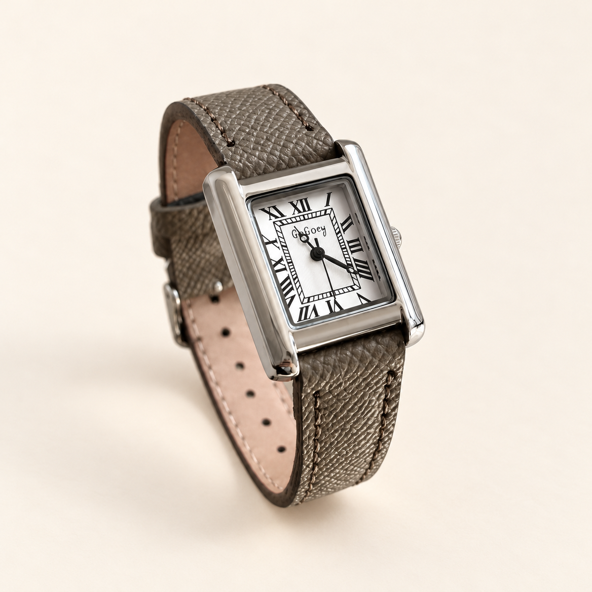 Dove Square Strap Watch — warm ivory background
