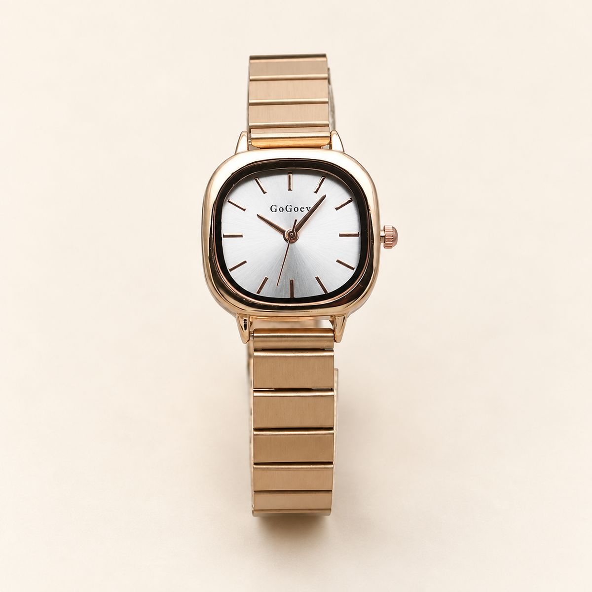 Rose Minimal Square Watch — warm ivory background