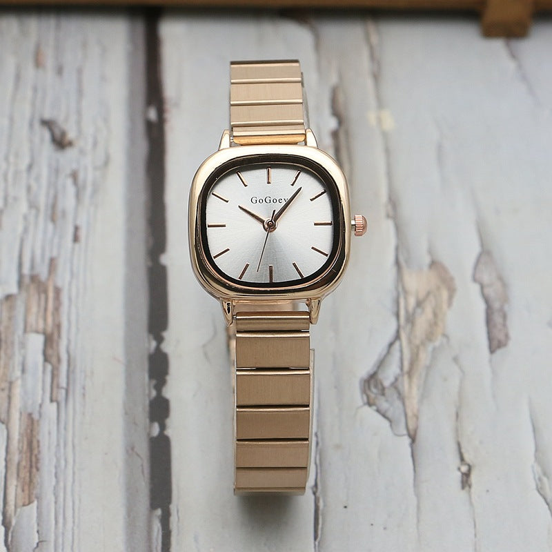 Rose Minimal Square Watch — Rose-gold-tone / White