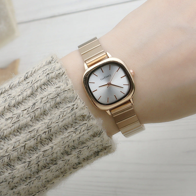 Rose Minimal Square Watch — Rose-gold-tone / White
