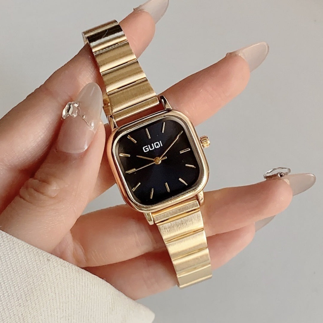 Onyx Square Panel Watch — Gold-tone / Black