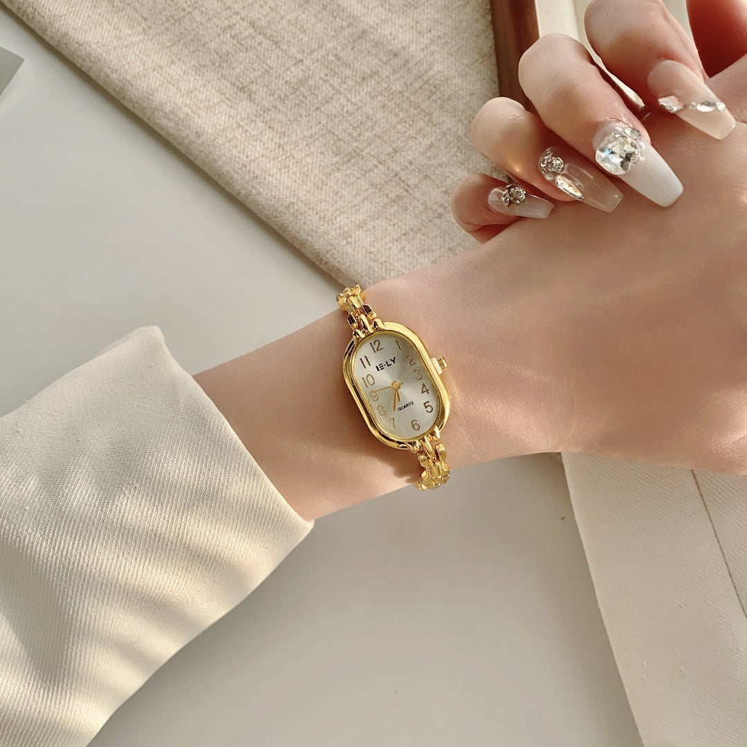 Aurelia Oval Bracelet Watch — Gold-tone / Light Dial