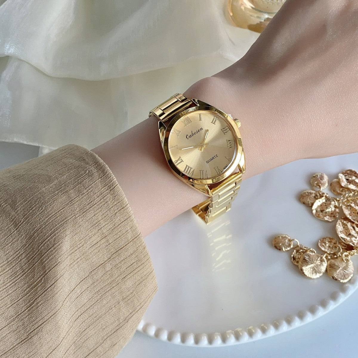 Solstice Round Bracelet Watch — Gold-tone