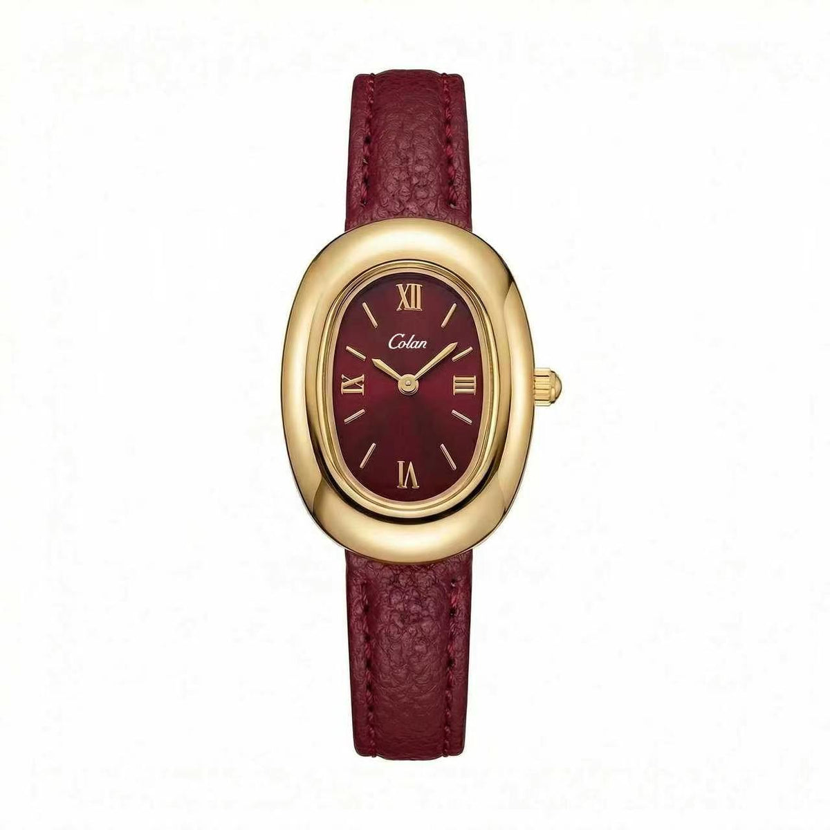 Bordeaux Oval Strap Watch — Burgundy / Gold-tone