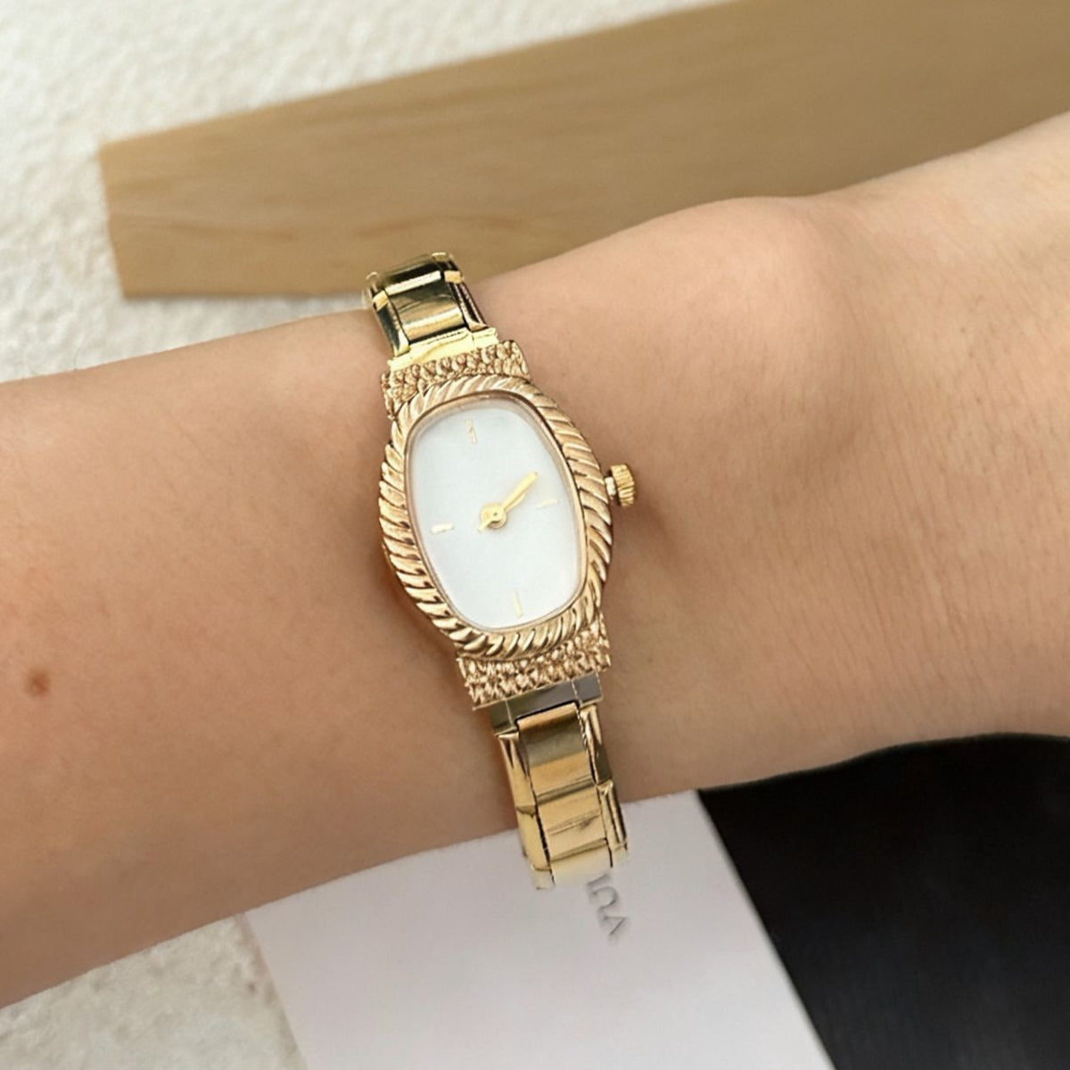 Opal Oval Chain Watch — Gold-tone / White